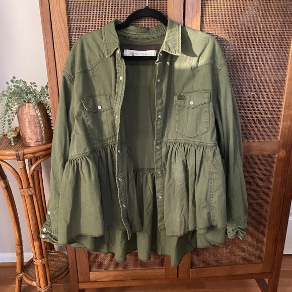 Free People Army Dylan Babydoll Shirt Jacket NEW - Picture 4 of 10